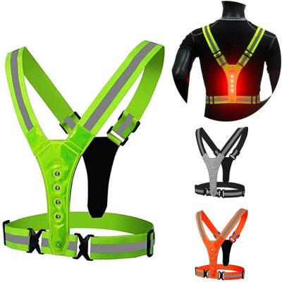 China Outdoor Sports Reflective Elastic Light Night LED Belt Adjustable Flashing LED Vest Adjustable Flashing Lamp for sale