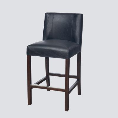 China NS FURNITURE Modern PU Bar Chair Modern Design Club Leather Wood Base Furniture For Bar Table With Footstool Chair Design Stool Up for sale