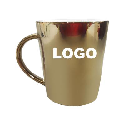 China Barber Shop Customized Metallic Reflective Ceramic Mug Custom Plating Water Mug Custom Logo for sale