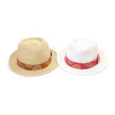 China Sun Protection & Breathable Unisex Summer Multi Color Paper Fedora Straw Hat White Plain for sale