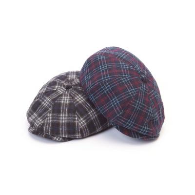 China Vintage Warm Plain Wool Checked Logo Newsboy Man Ivy Cap Custom Hats for sale