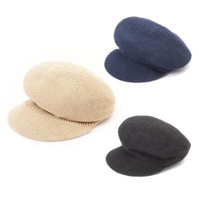 China Outdoor Warm Comfortable Polyester Sun Visor Flat Plain Knitted Beret Hat Unisex Hat for sale