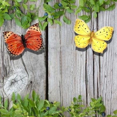 China Art Decor Wholesale Butterfly Vintage Hanging Animal Luxury Painting Home Metal Art Designs Living Decor Chinese Metal 3D Garden Wall Art for sale