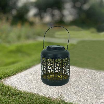 China Solar Led Rechargeable Led Candle Lantern Table Lantern Black Metal Cemetery Wrought Iron Garden Metal Christmas Outdoor Waterproof for sale