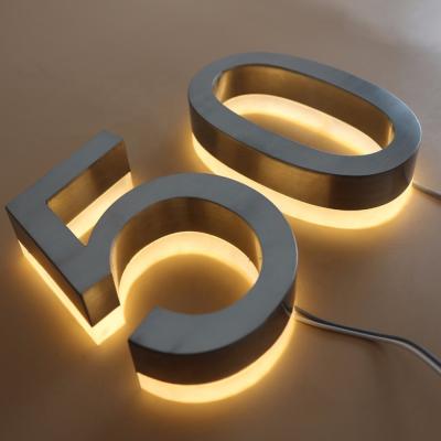 China Buildings Led Backlit Metal Modern House Numbers And Letters Stainless Steel Lighted Led Large House Numbers for sale