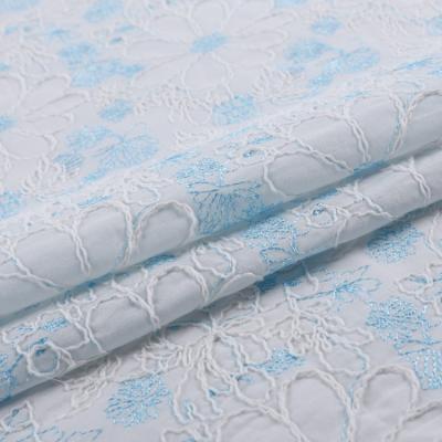 China Fashion Flowers Style Cotton Fabric With Rope Embroidery For Garment Home Textile for sale