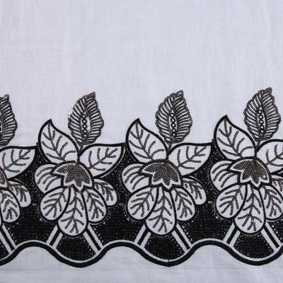 China High Quality Simple White Sequin Cheap Cotton Voile Embroidered Fashion Border Fabric for sale