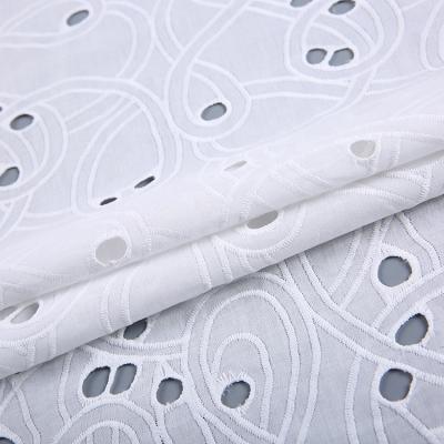 China Fashion Newcomers Combed White Eyelet Voile Cotton Embroidery Fabric With Hole for sale