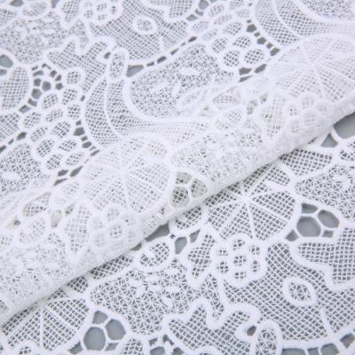 China Fashion Fast Delivery 2022 White Micro Yarn Chemical Lace Floral Laces Fabrics For Women for sale