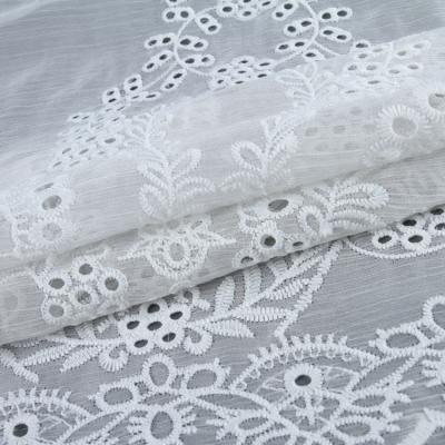 China Korean Chiffon Fashion Style Embroidery Eyelet Composition Net Poly Fabric for sale