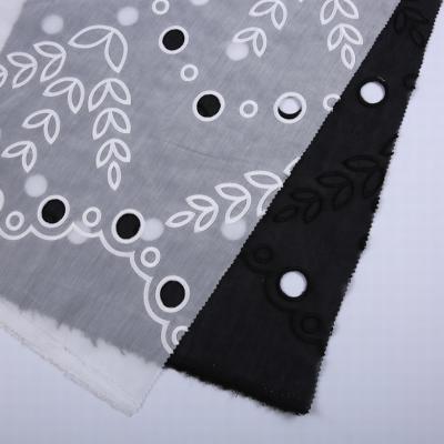 China Fashion Free Sample All Over Sheer Poly Embroidery Eyelet Georgette Fabric For Clothing for sale