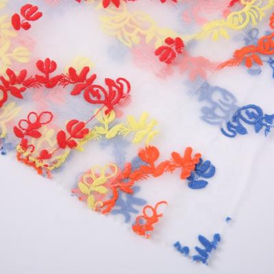 China Fashion factory supply flowers pattern 100% polyester organza embroidery fabric for dress for sale