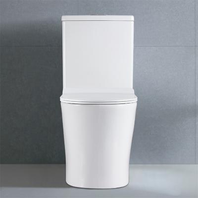 China Australian Standard European Standard Sanitary Washdown Ware Double-Flow BINLI Factory Rimless Round Ceramic Toilet 2 Piece Round Ceramic Toilet for sale