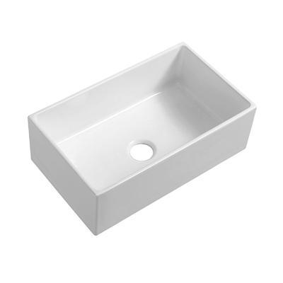 China Wholesale Price Fireclay Bathroom Cabinet Wash Sink Ceramic Art Bowl 32 Basin Kitchen Farmhouse Faucet Modern Vanity Fine Sink for sale