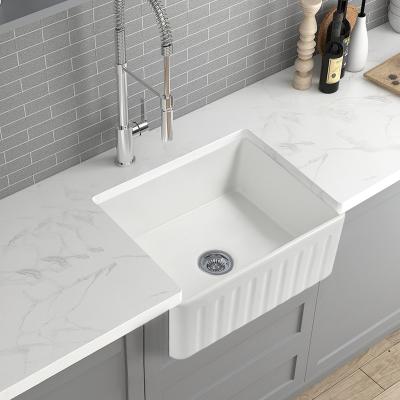 China Without Basin Luxury Rectangular Apron Luxury Farmhouse Kitchen Faucet CE CUPC Fireclay Buffet Front Sink for sale