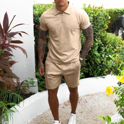 China Factory Custom QUICK DRY Men's Casual Short Sleeve Pocket T-Shirts Tracksuit Set for sale