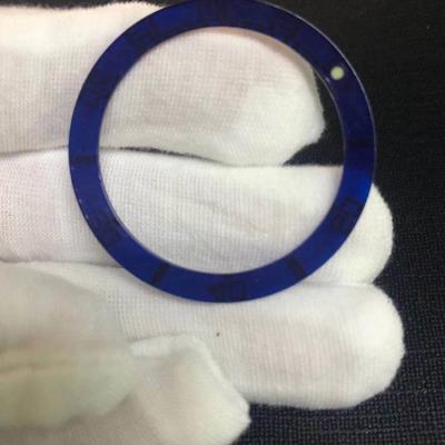 China 0.5-1mm Blue Silkprinting Round Flat Sapphire Bezel Insert for sale