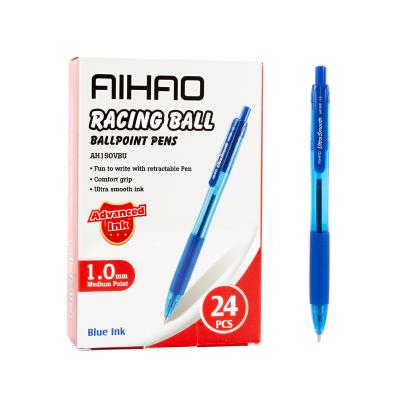 China office & School Supplies Pens Plastic Medium Comfort Grip 1.0mm Retractable Blue Ball Pen for sale