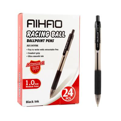 China office & Retractable School Pen 1.0mm Middle With Comfortable Grip Black Plastic Ballpoint Pen for sale