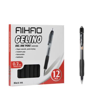 China Normal Hot Selling Black Retractable 0.7mm Gel Pen For Student Quick Drying Ink for sale