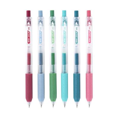 China 0.5mm large ink supply normal hot sale stationery retract Morandi color gel ink plastic pen for sale