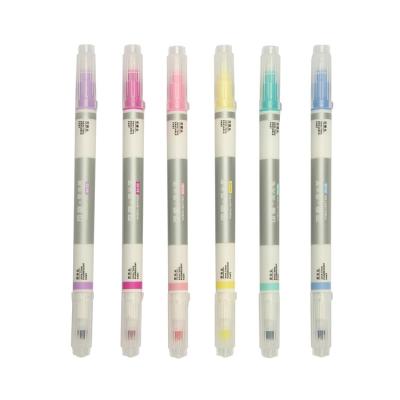 China Promotional Markers & Highlighters Loose Tips Multi Colors New Stationery Double Soft Packaging Erasable Highlighter Pen Marker Logo Customize Manufactures for sale