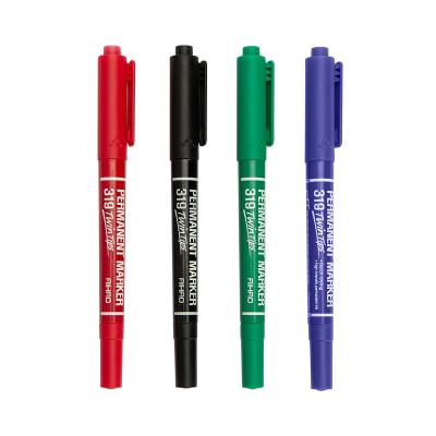 China Cap Off Custom High Quality Fiber Double Point Plastic 2-in-1 Permanent Marker for sale