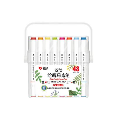 China OEM Double Dot Support Double Tip 48 Colors Plastic Alcohol Permanent Marker Pen Set for sale