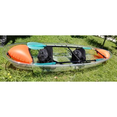 China Outdoor Activity See Transparent Clear Bottom 2 Person Fish Kayak With Paddles for sale