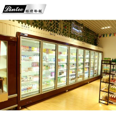 China Factory Single-temperature Lintee Remote Commercial 2 3 4 Door Frozen Meat Display Supermarket Freezer Equipment for sale