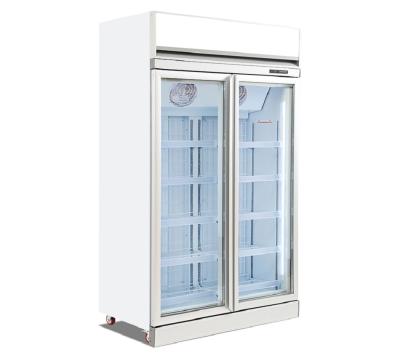 China Single-temperature Drinks Refrigerator Showcase Display Cake Refrigerator Side-by-Side Double Door Straight Glass Refrigerator for sale