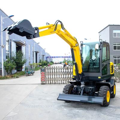 China Cultivate Cheap 6 Ton Micro Excavator China Cabin Small Wheel Excavator Machine 4 Ton 5 Ton Mini Digger for sale