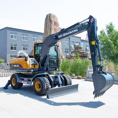 China Multifunctional Hydraulic 9 Ton 8 Ton Cab Excavator Mini Digger 7 Wheel Micro Excavator for sale