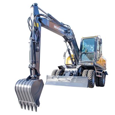 China Cultivates Hengwang Small Mini Hydraulic Digger 8 Ton 9 Ton 10 Ton Wheel Excavator for sale