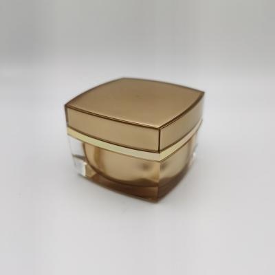 China Personal Care Products 50g Gold Color Square Acrylic Cosmetic Jar , Thick Wall Acrylic Jars for sale