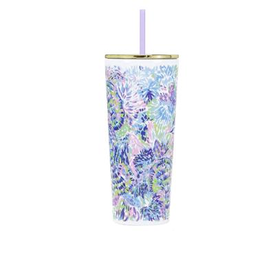 China Non Flip 24oz Double Wall Insulated Tumbler With One Part Reusable Flexible Straw Shell for sale