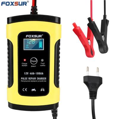 China Foxsur 12V 5A Battery Charger / Defender & Desulfator Motorcycle Car Battery Charger, Auto Pulse Repair Battery Charger, with LCD Display for sale