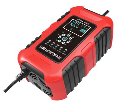 China UniversalÂ   FOXSUR 12V/24V 10A smart auto car battery charger, 7 step charging, can maintain car and motorcycle batteries for sale