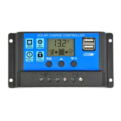 China Solar Charger Controller PWM Charge Controller 12V/24V Rated Voltage 10A 20A 30A 40A 50A 60A LCD Display Solar Panel Controller for sale