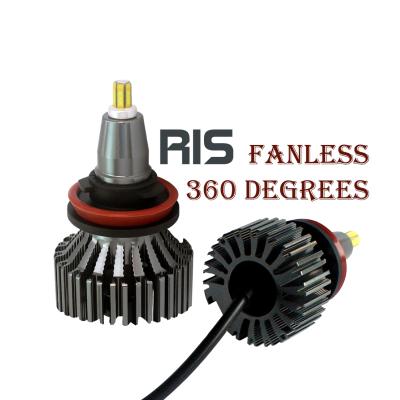 China Aluminum Alloy 360 Degree Radiate 50W 6000Lm LED Headlight H7 LED Car Fanless Bulb Mini H7 H8 H11 HB3 HB4 Led R1S 9006 9006 Led Headlight for sale