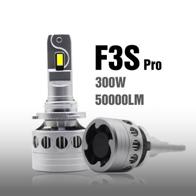 China Pro alloy F3S aluminum canbus High lumen 300W 50000LM 12V high beam headlight led car h4 led headlight bulb h7 for sale