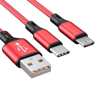 China Mobile Phone User 2 in 1 Smart Phone Cable USB Cable Nylon Charging Cable for sale