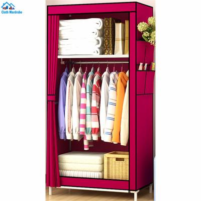 China Portable Wardrobe Folding Woven Fabric Wardrobe Closet Non Assemble Clothes Storage Wardrobe Cloth Wardrobe for sale