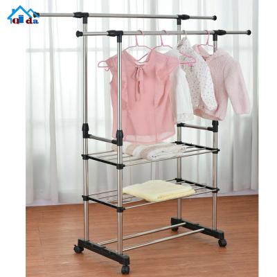 China Folding Accordion Width Adjustable Clothes Line Cloth Hanger Rack Clothes Drying Rack Rail for sale