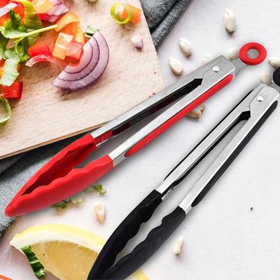 China Minimalist Hot Sale Premium Serving Tongs Cooking Food Tongs Stainless Steel BBQ Kitchen Locking Tongs with Silicone Tips for sale