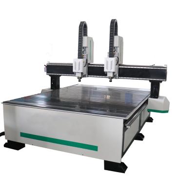 China Door Good Quality 2 Heads CNC Solid Wood Router For Cutting Plywood Carving Machine Maker for sale