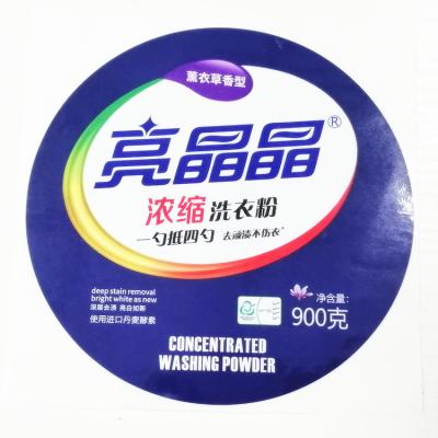 China Waterproof Circle Shape Glossy Laminated Art Paper Strong Adhesive Sticker Label For Washing Powder Bottle for sale