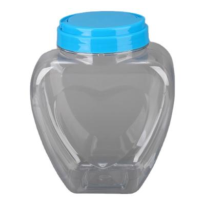 China 1.5 Liter Large Container PET Plastic Jar Gift Packaging, 1500ml Heart Shape Empty Bottle Craft Storage for sale