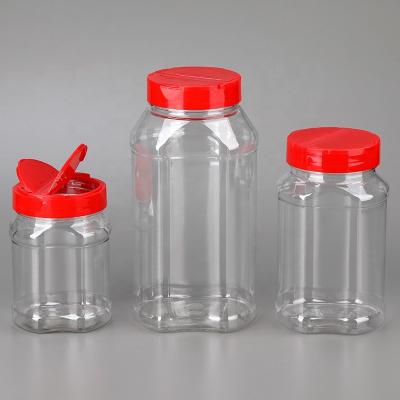 China Custom 300ml Food Packaging PET Clear Food Jars, With Flip Top Lid Plastic Bottle for sale