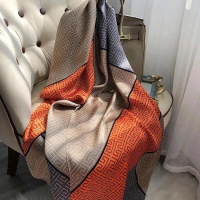 China Comfortable Korean version of the new wild silk forged large printing silk scarf gauze scarf for sale